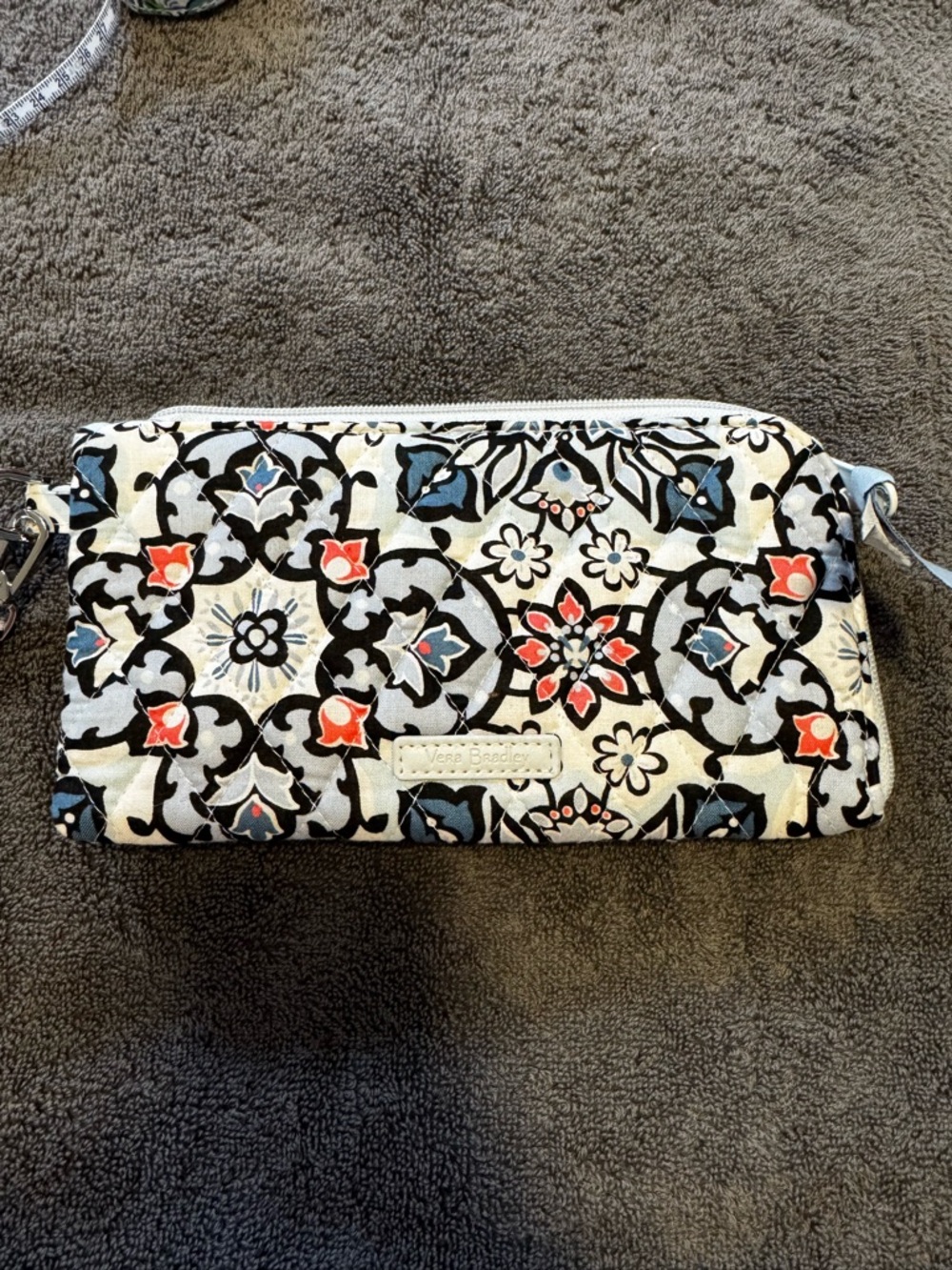 Vera Bradley Black, White, Blue & Red Quilted Wristlet